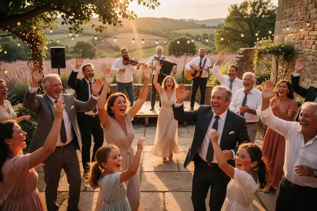 Groupe de musique live animant la soirée dansante d'un mariage